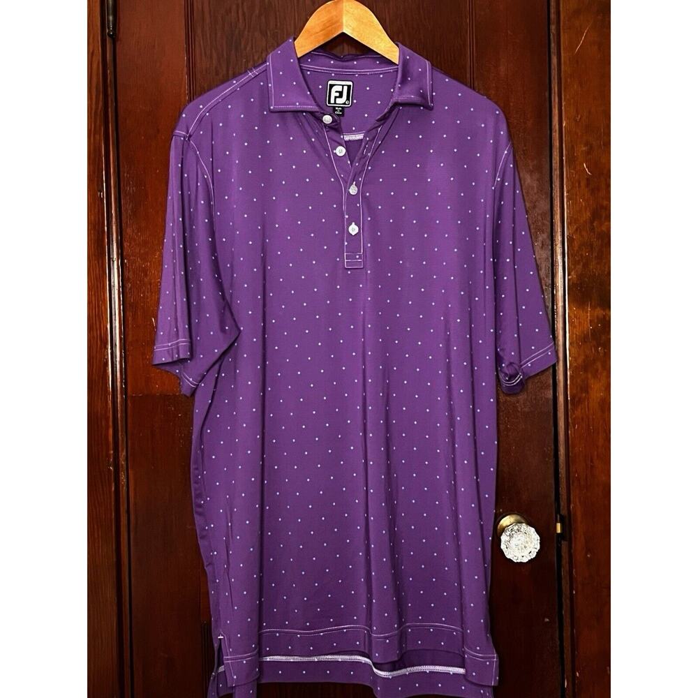 FJ FOOTJOY PURPLE BLUE ATHLETIC FIT GOLF POLO SHIRT L TPC SCOTTSDALE LOGO ON SLV